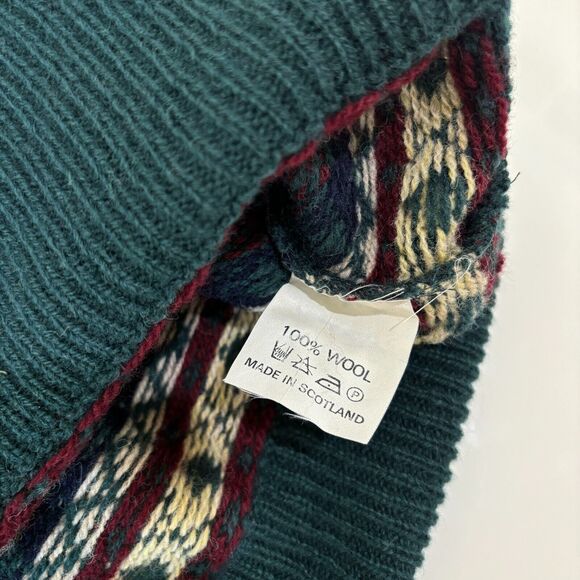 Vintage Mac Roy Wool Sweater Mens Large Scotland Green Grandpa 80s Holiday Ski - Picture 10 of 10